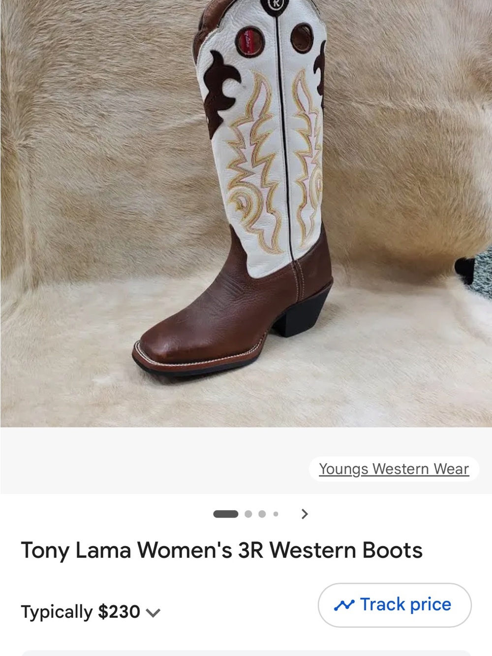 Tony Lama Brown and White Embroidered Western Heeled Boots